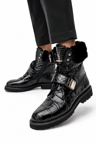 Mauri 3240 Smoke Alligator / Mink / Nappa Strap Derby Boots (MA5584)