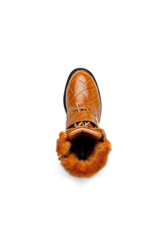 Mauri 3240 Smoke Alligator Skin / Mink / Nappa Strap Derby Boots (MA5584)
