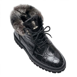 Mauri 3240/4 Smoke Alligator Skin Lapin Lined Boots-AmbrogioShoes