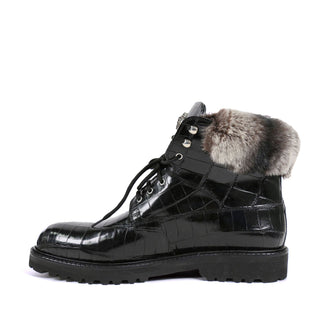 Mauri 3240/4 Smoke Exotic Alligator Skin Lapin Lined Boots (MA5686)-AmbrogioShoes