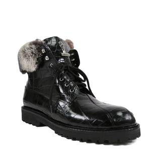 Mauri 3240/4 Smoke Exotic Alligator Skin Lapin Lined Boots (MA5686)(Special Order)-AmbrogioShoes