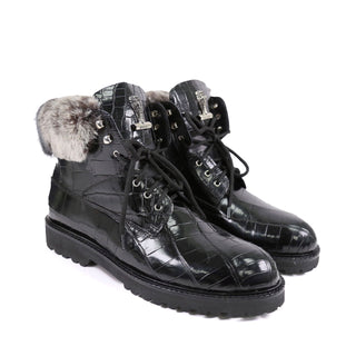 Mauri 3240/4 Smoke Exotic Alligator Skin Lapin Lined Boots (MA5686)(Special Order)-AmbrogioShoes