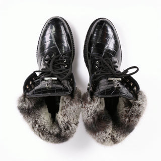 Mauri 3240/4 Smoke Exotic Alligator Skin Lapin Lined Boots (MA5686)(Special Order)-AmbrogioShoes