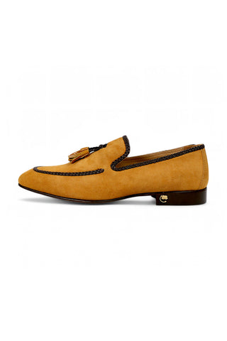 Mauri 3262 Exotic Ostrich / Suede Tassels Slip-On Loafer (MA5660)(Made to Order)-AmbrogioShoes