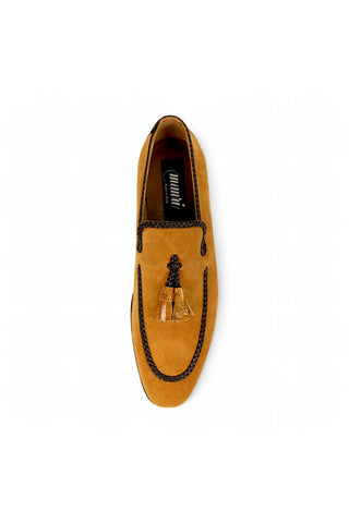 Mauri 3262 Exotic Ostrich / Suede Tassels Slip-On Loafer (MA5660)(Made to Order)-AmbrogioShoes