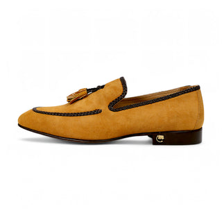 Mauri 3262 Men's Shoes Exotic Ostrich / Suede Leather Tassels Slip-On Loafer (MA5660)(Special Order)-AmbrogioShoes