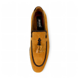 Mauri 3262 Men's Shoes Exotic Ostrich / Suede Leather Tassels Slip-On Loafer (MA5660)(Special Order)-AmbrogioShoes