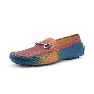 Mauri 3405/1 Scenic Men's Shoes Toffee, Blue & Rasberry Exotic Alligator Driver Moccasins Loafers (MA5526)-AmbrogioShoes