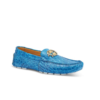 Mauri 3405/1 Men's Shoes Two-Tone Blue Exotic Alligator Driver Moccasins Loafers (MA5414)-AmbrogioShoes