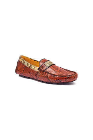 Mauri 3448 Mamba Gold & Dune Snake-Skin Driver Loafers (MA5329)