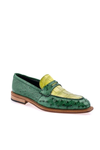 Mauri 3862 Ostrich & Alligator Penny Loafer - Special Order-AmbrogioShoes