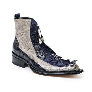 Mauri 44187 Dragon Men's Shoes Arce Raindrops and Wonder Blue Body Alligator / Ostrich Leg Boots (MA5012)-AmbrogioShoes