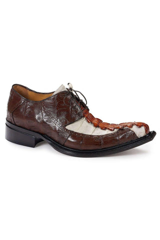 Mauri 44203 Designer Shoes Skin Men's Hornback Crocodile Brown Oxfords (MA4933)