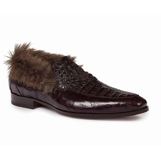 Mauri 4615-4 Romeo Exotic Crocodile Skin & Kangaroo Fur Loafers (MA4638)(Made to Order)-AmbrogioShoes