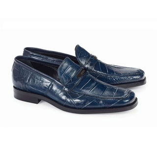 Mauri 4692-3 Spada Men's Designer Shoes Wonder Blue Alligator Body Loafers (MA4634)-AmbrogioShoes