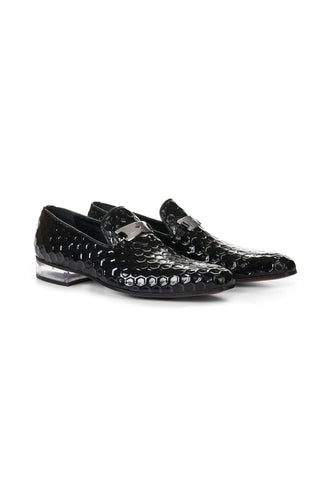 Mauri 4709 Elegance Homer Black Texture Embossed Leather Loafers (MA5001)