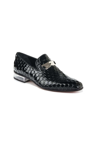 Mauri 4709 Elegance Homer Black Texture Embossed Leather Loafers (MA5001)