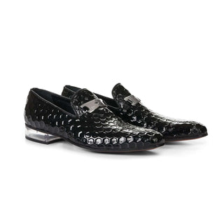 Mauri 4709 Elegance Men's Designer Shoes Homer Black Texture Print Leather Loafers (MA5001)-AmbrogioShoes