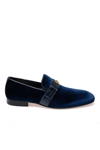 Mauri 4709/11 Elegante Crocodile Skin & Velvet Slip-On Loafer (MA5698)