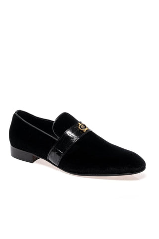 Mauri 4709/11 Elegante Crocodile Skin & Velvet Slip-On Loafer (MA5698)