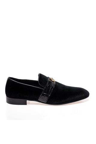 Mauri 4709/11 Elegante Crocodile Skin & Velvet Slip-On Loafer (MA5698)