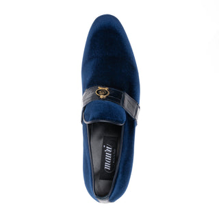 Mauri 4709/11 Elegante Exotic Crocodile Skin & Velvet Slip-On Loafer (MA5698)(Made to Order)-AmbrogioShoes
