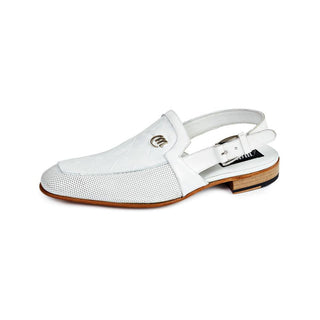 Mauri 4798 Men's Shoes White Body Exotic Alligator & Calf-skin leather Sandals (MA4514)-AmbrogioShoes