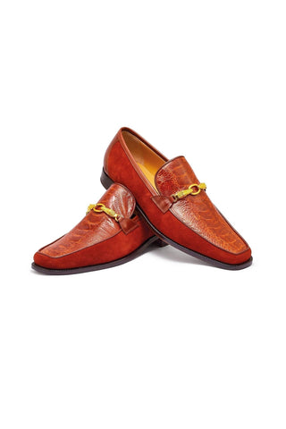Mauri 4800 Priest Ostrich Leg / Suede / Calf-Skin Leather Horse-Bit Loafers (MA5259)-AmbrogioShoes