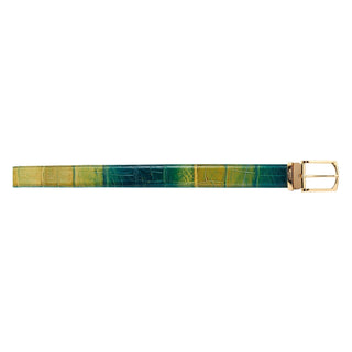 Mauri 4851 0100/35 Men's Multi Green Exotic Alligator Belt (MAB1048)-AmbrogioShoes