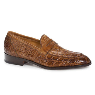 Mauri 4862 Exotic Skin Men's Shoes Brown Crocodile Flanks & Calfskin Leather Loafers (MA4911)(Special Order)-AmbrogioShoes