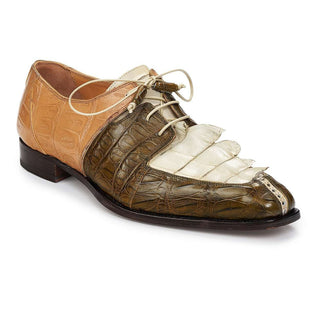 Mauri 4876 Designer Men's Shoes Tri-tone Exotic Baby Crocodile & Horn-back Crocodile Oxfords (MA4912)-AmbrogioShoes