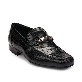 Mauri 4894 Designer Men's Shoes Black Exotic Alligator Loafers (MA4915)-AmbrogioShoes