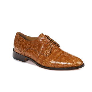 Mauri 4896 Cathedral Men's Shoes Cognac Body Alligator Oxfords (MA5008)-AmbrogioShoes
