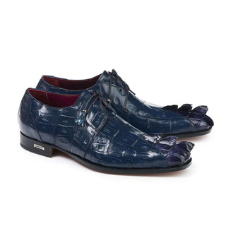 Mauri 4910 Predator Men's Shoes Wonder Blue Hornback Baby Crocodile Oxfords (MA5005)-AmbrogioShoes