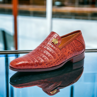 Mauri 4912 Monarch Men's Shoes Gold Exotic Crocodile Slip-On Loafers (MAS5320)-AmbrogioShoes