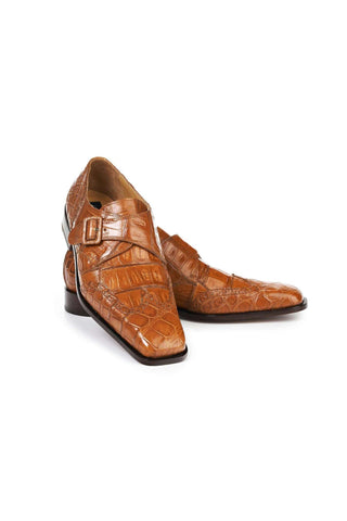 Mauri 4913 Preacher Cognac Body Alligator and Baby Crocodile Loafers (MA5006)