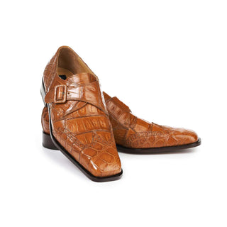 Mauri 4913 Preacher Men's Shoes Cognac Body Alligator and Baby Crocodile Loafers (MA5006)-AmbrogioShoes