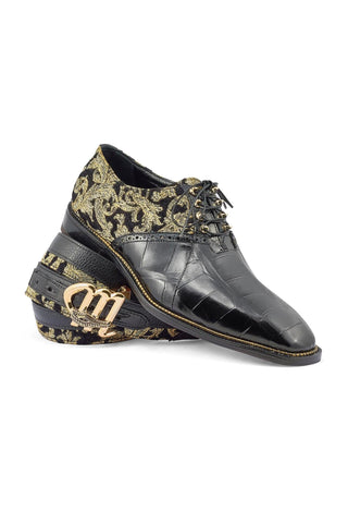 Mauri 4936 Smooth Exotic Alligator & Didier Fabric Oxfords (MA5361)(Made to Order)-AmbrogioShoes