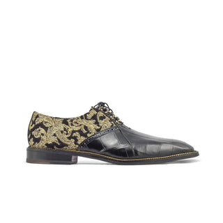 Mauri 4936 Smooth Men's Shoes Exotic Alligator & Didier Fabric Oxfords (MA5361)-AmbrogioShoes