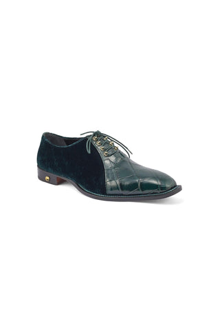 Mauri 4948 Lenox Body Alligator Skin & Velvet Leather Oxfords (MA5353)