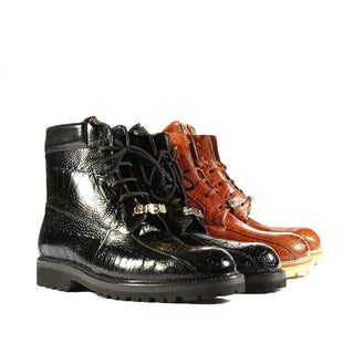 Mauri 4949 Hawk Men's Shoes Exotic Ostrich Skin Boots (MA5273)(Special Order)-AmbrogioShoes