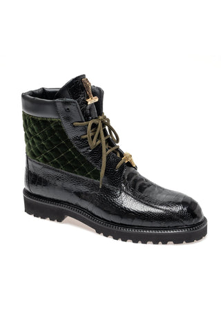 Mauri 4949/4 Hawk Exotic Ostrich Skin / Velvet / Calf-Skin Leather Boot (MA5688)(Made to Order)-AmbrogioShoes