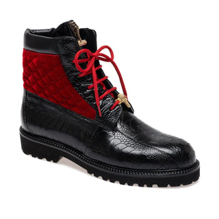 Mauri 4949/4 Hawk Exotic Ostrich Skin / Velvet / Calf-Skin Leather Boot (MA5688)(Made to Order)-AmbrogioShoes