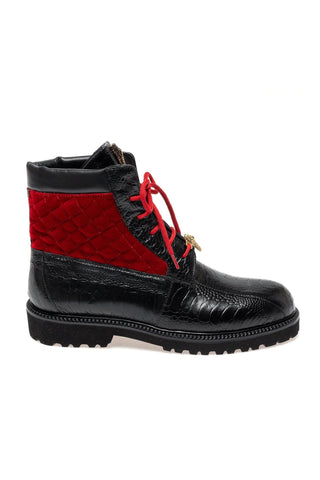 Mauri 4949/4 Hawk Ostrich Skin / Velvet / Leather Boot (MA5688)