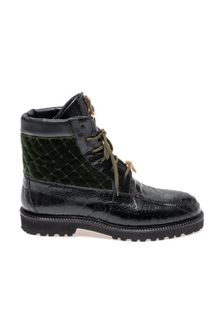 Mauri 4949/4 Hawk Ostrich Skin / Velvet / Leather Boot (MA5688)