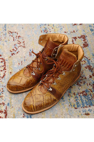 Mauri 4963 Pathfinder Exotic Alligator & Ostrich Skin Boots (MA5274)(Made to Order)-AmbrogioShoes