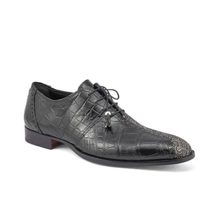 Mauri 4975/2 Two Face Men's Shoes Exotic Alligator Skin & Matahari Fabric Oxfords (MA5400)-AmbrogioShoes