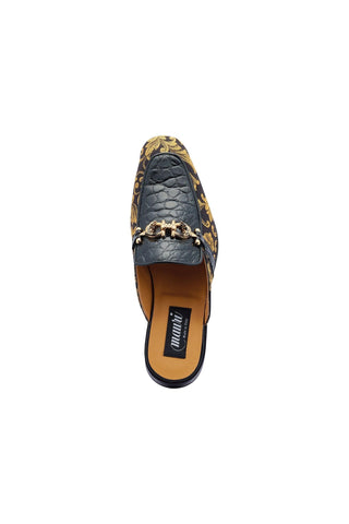 Mauri 4976 Bermuda Alligator Skin & Gobelins Fabric Horsebit Mules (MA5442)