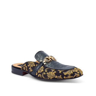 Mauri 4976 Bermuda Exotic Alligator Skin & Gobelins Fabric Horsebit Mules (MA5442)-AmbrogioShoes