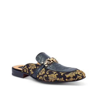Mauri 4976 Bermuda Exotic Alligator Skin & Gobelins Fabric Horsebit Mules (MA5442)(Special Order)-AmbrogioShoes